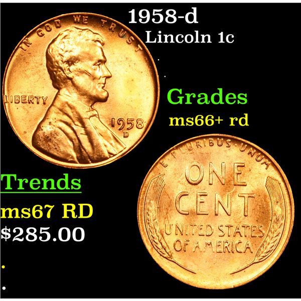 1958-d Lincoln Cent 1c Grades GEM++ RD