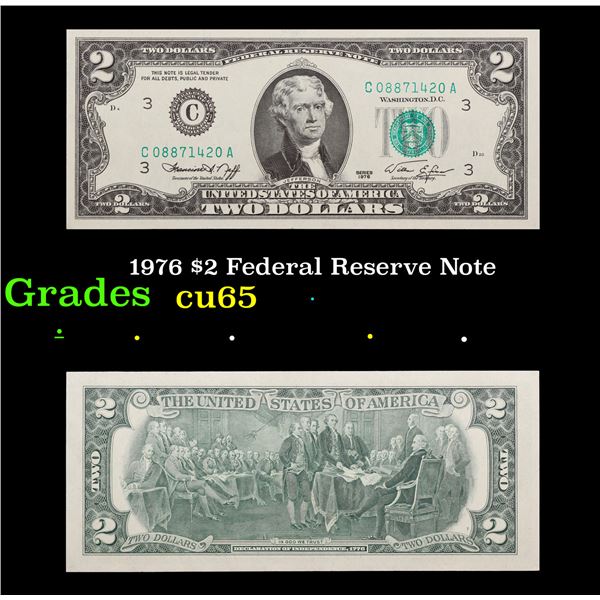 1976 $2 Federal Reserve Note  Grades Gem CU