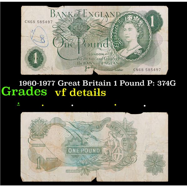 1960-1977 Great Britain 1 Pound P: 374G Grades vf details