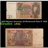 Image 1 : 1929 Weimar Germany 20 Richemark Note P: 181B Grades vf++