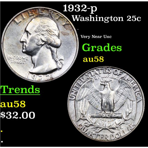 1932-p Washington Quarter 25c Grades Choice AU/BU Slider
