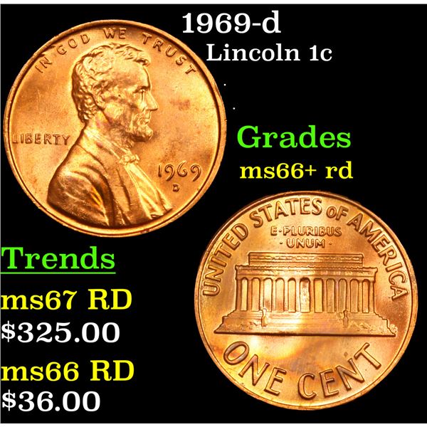 1969-d Lincoln Cent 1c Grades GEM++ RD
