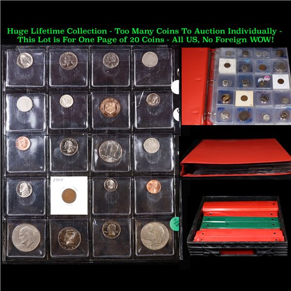 Huge Liifetime Collection - Too Many Coins To Auction Individually - This Lot is For One Page of 20 