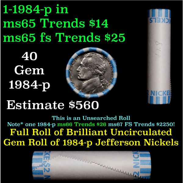 Shotgun Jefferson 5c roll, 1984-p 40 pcs Bank Wrapper