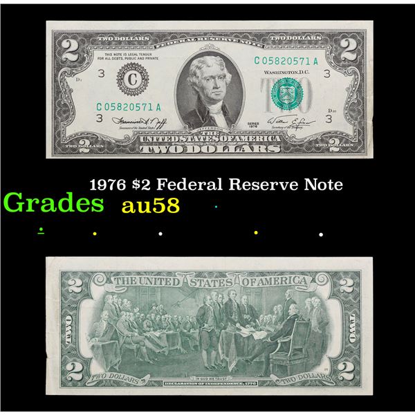1976 $2 Federal Reserve Note  Grades Choice AU/BU Slider