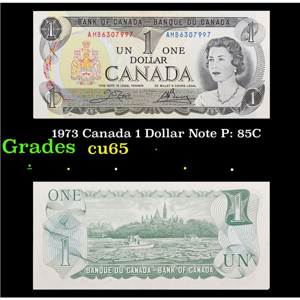 1973 Canada 1 Dollar Note P: 85C Grades Gem CU