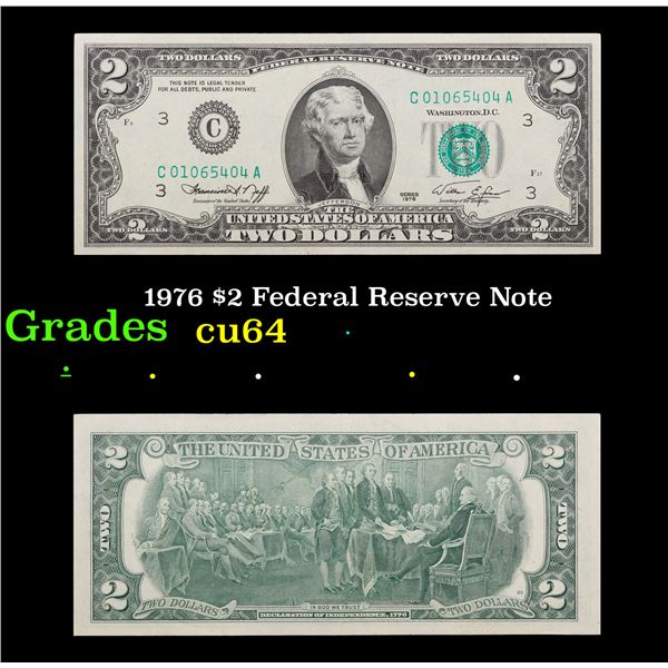1976 $2 Federal Reserve Note  Grades Choice CU