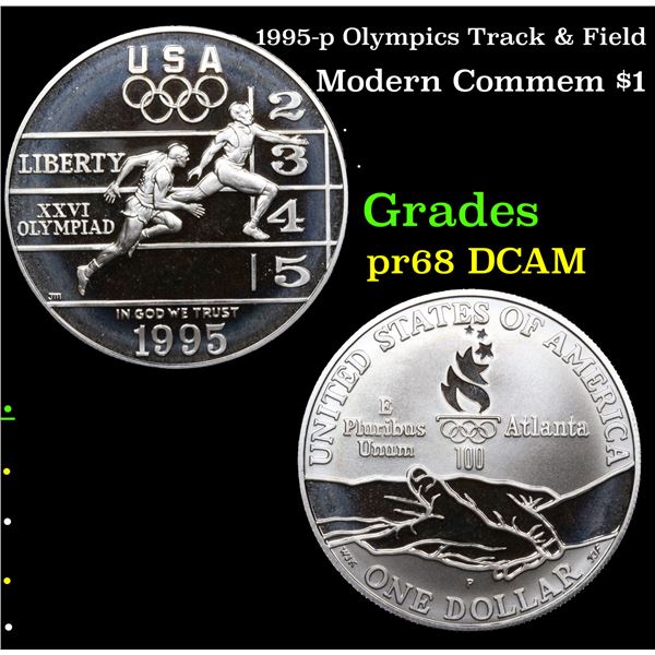Proof 1995-p Olympics Track & Field Modern Commem Dollar $1 Grades GEM++ Proof Deep Cameo
