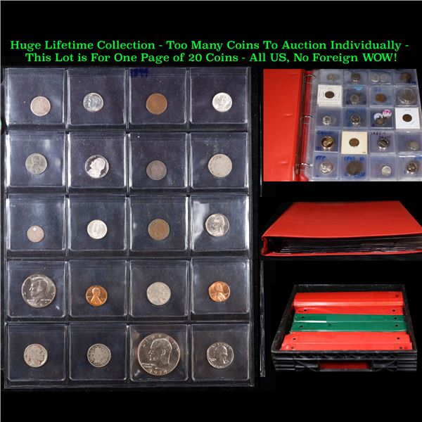 Huge Liifetime Collection - Too Many Coins To Auction Individually - This Lot is For One Page of 20 