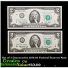 Image 1 : Set of 2 Concecutive 1976 $2 Federal Reserve Note  Grades CU