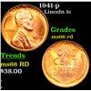 Image 1 : 1941-p Lincoln Cent 1c Grades GEM+ Unc RD