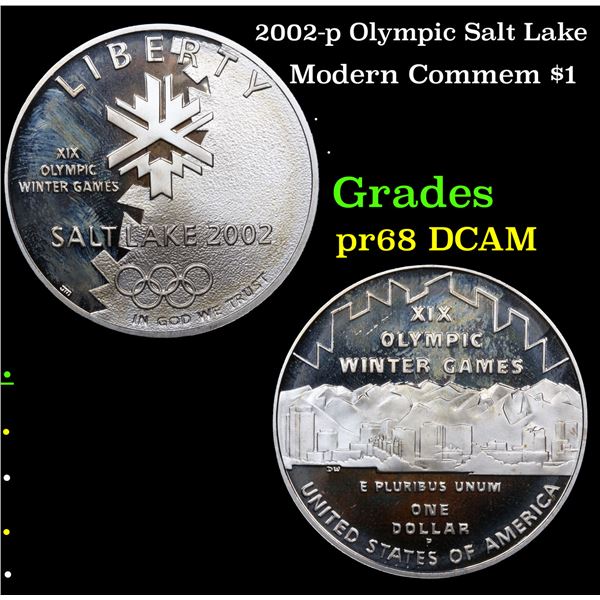 Proof 2002-p Olympic Salt Lake Modern Commem Dollar $1 Grades GEM++ Proof Deep Cameo