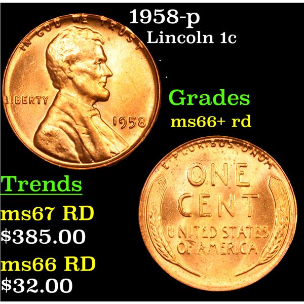 1958-p Lincoln Cent 1c Grades GEM++ RD