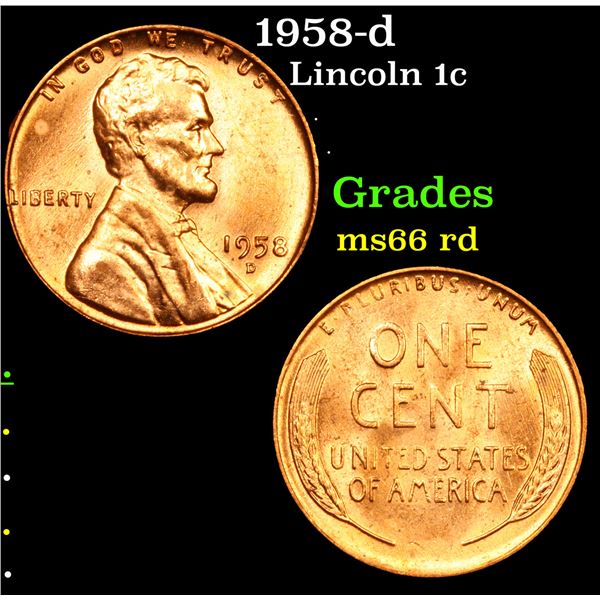 1958-d Lincoln Cent 1c Grades GEM+ Unc RD