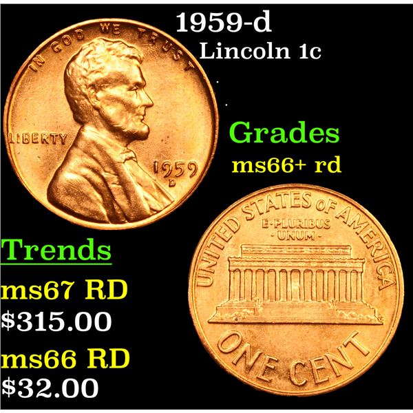 1959-d Lincoln Cent 1c Grades GEM++ RD