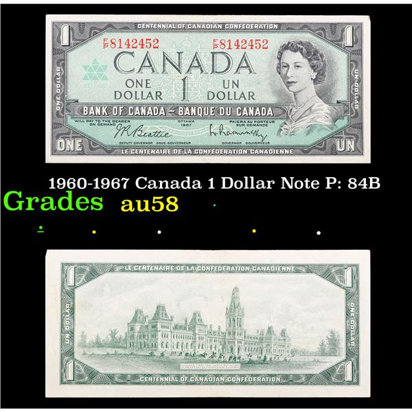 1960-1967 Canada 1 Dollar Note P: 84B Grades Choice AU/BU Slider