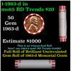 Image 1 : Shotgun Lincoln 1c roll, 1963-d 50 pcs Bank Wrapper.