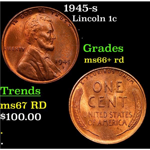1945-s Lincoln Cent 1c Grades GEM++ RD