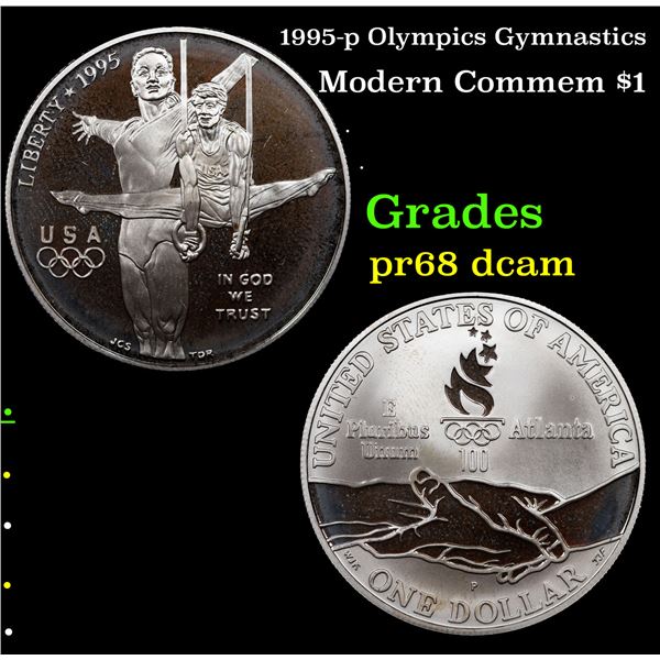 Proof 1995-p Olympics Gymnastics Modern Commem Dollar $1 Grades GEM++ Proof Deep Cameo