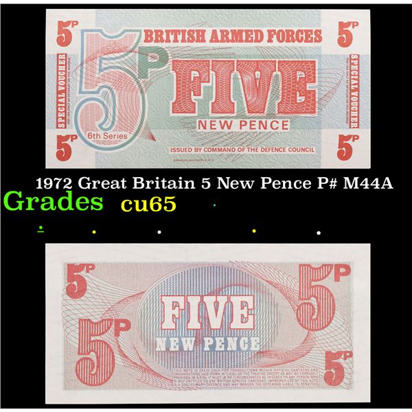 1972 Great Britain 5 New Pence P# M44A Grades Gem CU