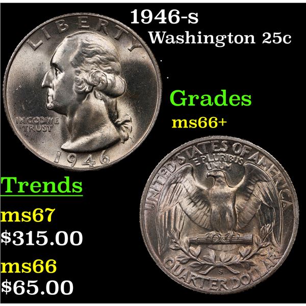 1946-s Washington Quarter 25c Grades GEM++ Unc