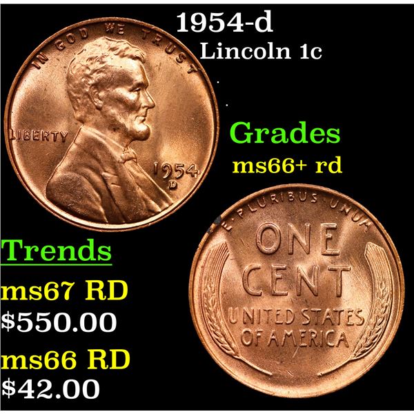 1954-d Lincoln Cent 1c Grades GEM++ RD
