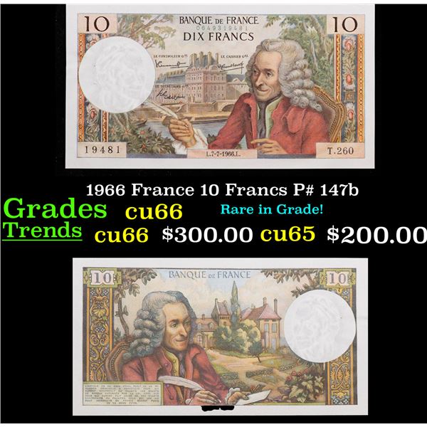 1966 France 10 Francs P# 147b Grades Gem+ CU