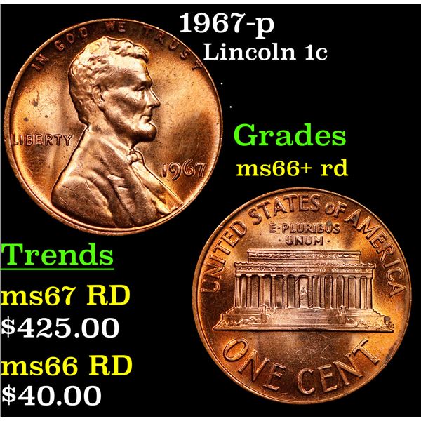 1967-p Lincoln Cent 1c Grades GEM++ RD