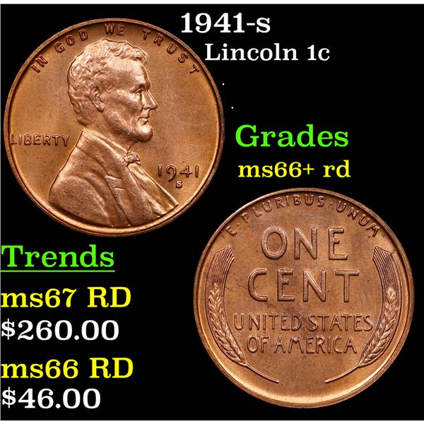 1941-s Lincoln Cent 1c Grades GEM++ RD