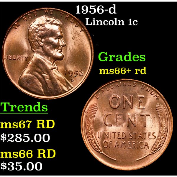 1956-d Lincoln Cent 1c Grades GEM++ RD