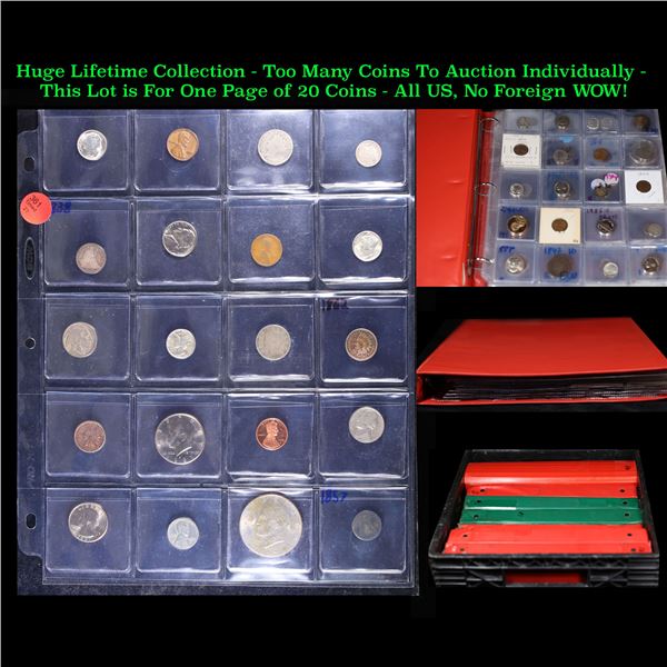 Huge Liifetime Collection - Too Many Coins To Auction Individually - This Lot is For One Page of 20 