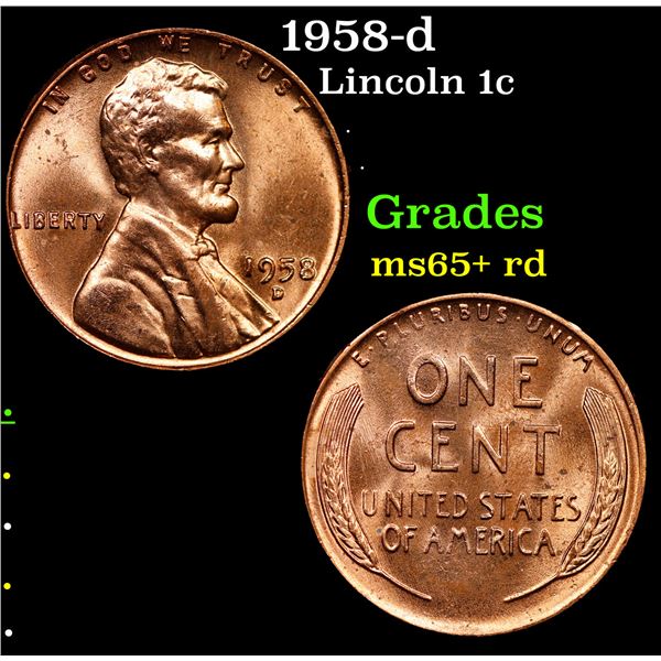 1958-d Lincoln Cent 1c Grades Gem+ Unc RD