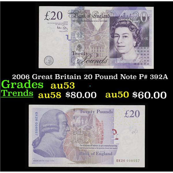2006 Great Britain 20 Pound Note P# 392A Grades Select AU