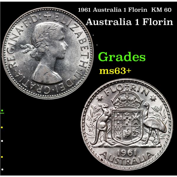 1961 Australia 1 Florin  KM 60 Grades Select+ Unc