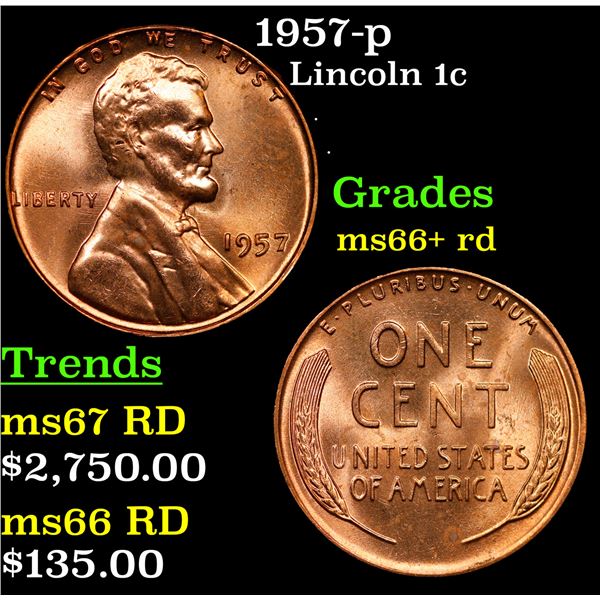 1957-p Lincoln Cent 1c Grades GEM++ RD