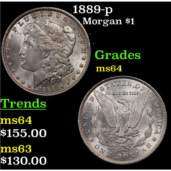 1889-p Morgan Dollar $1 Grades Choice Unc