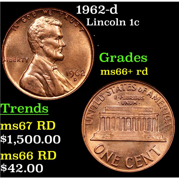 1962-d Lincoln Cent 1c Grades GEM++ RD