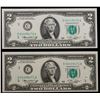 Image 2 : 2x Consecutive 1976 $2 Federal Reserve Notes (Philadelphia, PA), All CU! Grades Gem+ CU