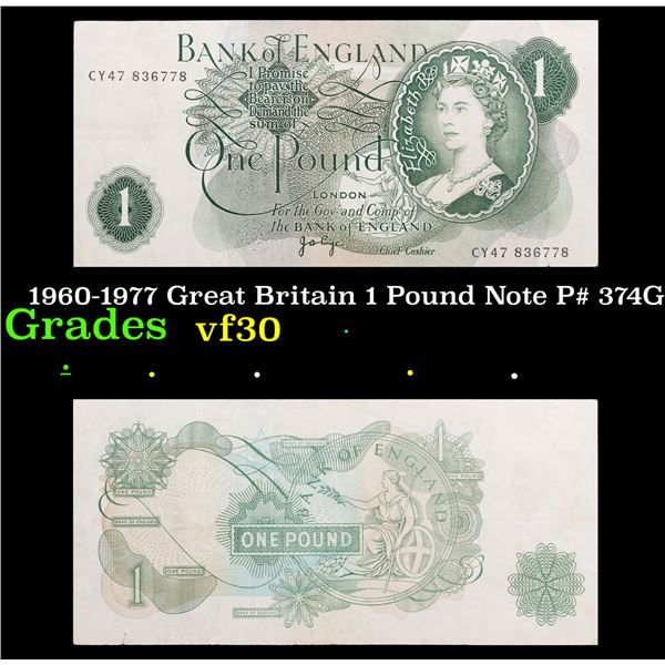 1960-1977 Great Britain 1 Pound Note P# 374G Grades vf++