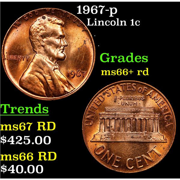 1967-p Lincoln Cent 1c Grades GEM++ RD