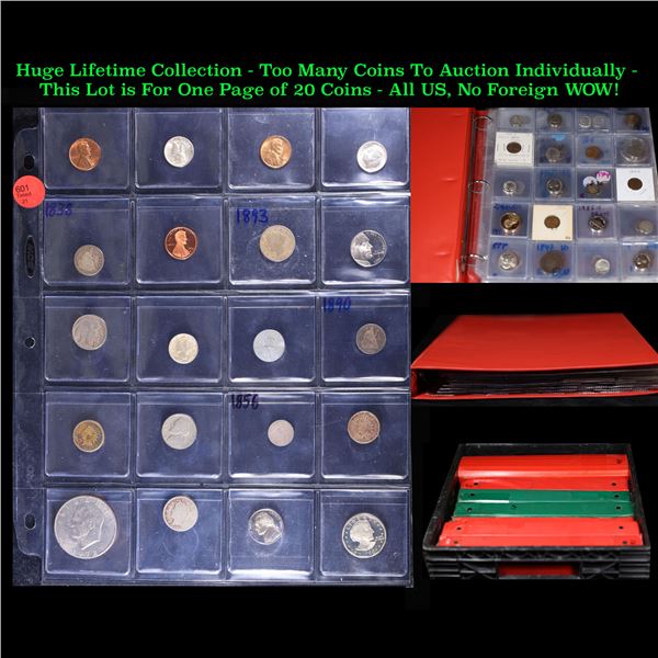 Huge Liifetime Collection - Too Many Coins To Auction Individually - This Lot is For One Page of 20 