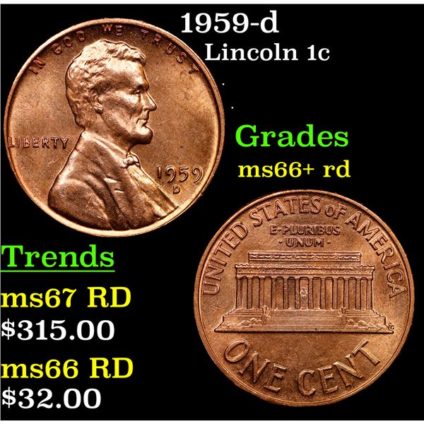 1959-d Lincoln Cent 1c Grades GEM++ RD
