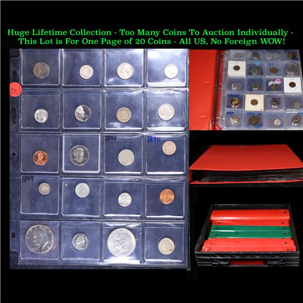 Huge Liifetime Collection - Too Many Coins To Auction Individually - This Lot is For One Page of 20 