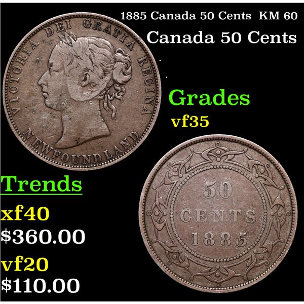 1885 Canada 50 Cents  KM 60 Grades vf++