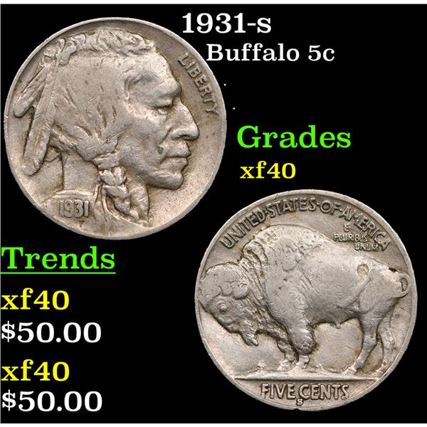 1931-s Buffalo Nickel 5c Grades xf