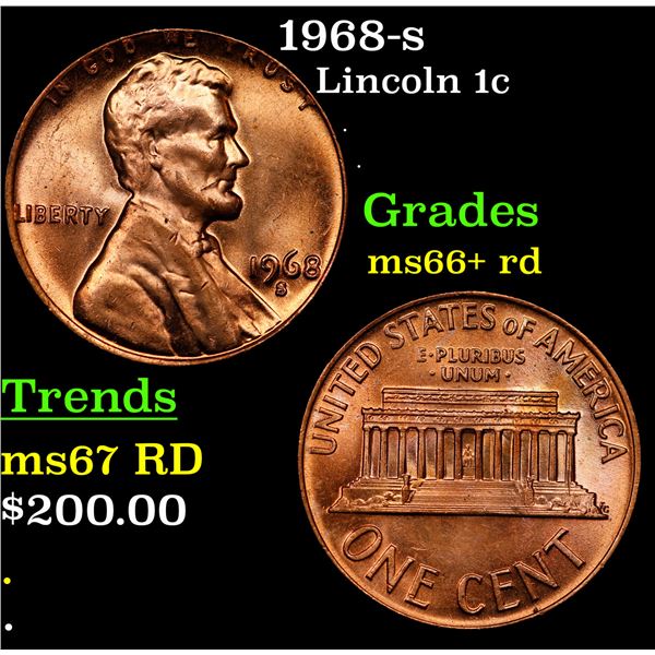 1968-s Lincoln Cent 1c Grades GEM++ RD