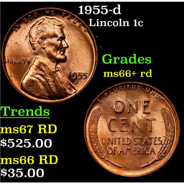 1955-d Lincoln Cent 1c Grades GEM++ RD