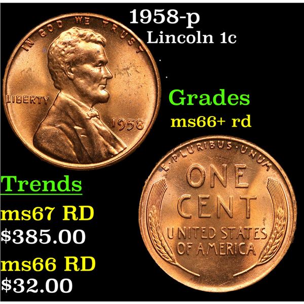 1958-p Lincoln Cent 1c Grades GEM++ RD