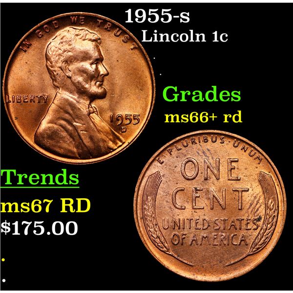 1955-s Lincoln Cent 1c Grades GEM++ RD