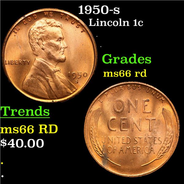 1950-s Lincoln Cent 1c Grades GEM+ Unc RD